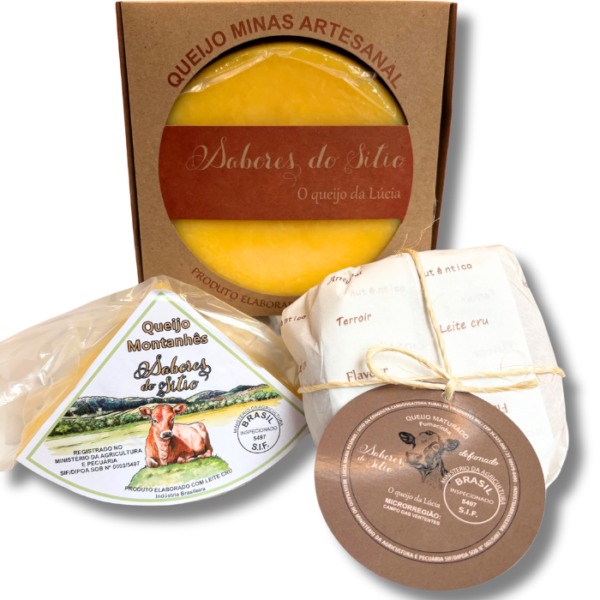 Trio de Queijos (1 Queijo Artesanal 800g + 1 Queijo Defumado 400g + 1 Queijo Montanhês 300g)